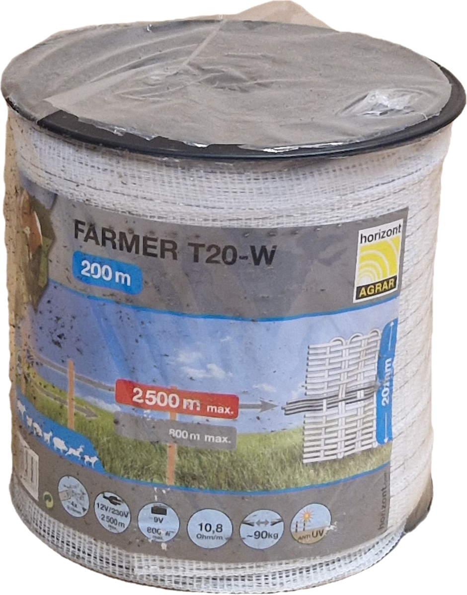 Horizont Pasture fence tape farmer® T20-W | 200 m | 20 mm 4x0.15mm