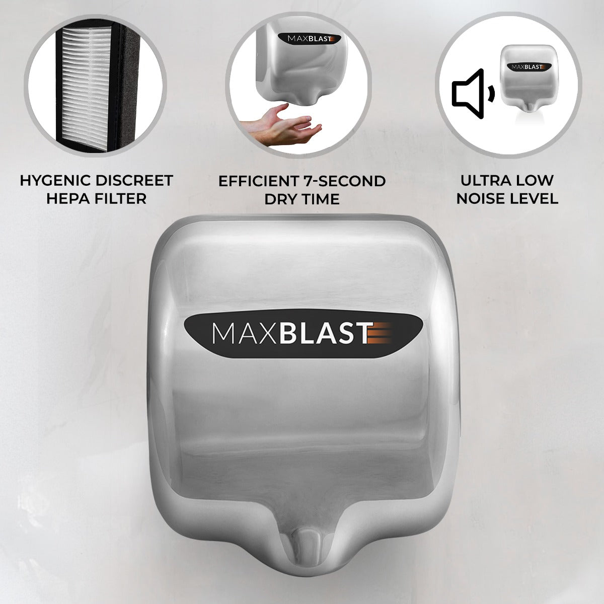 Maxblast Automatic Commercial Hand Dryer with HEPA Filtration