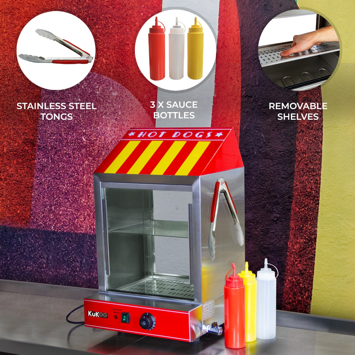 KuKoo Commercial Electric Hot Dog Steamer for Restaurants
