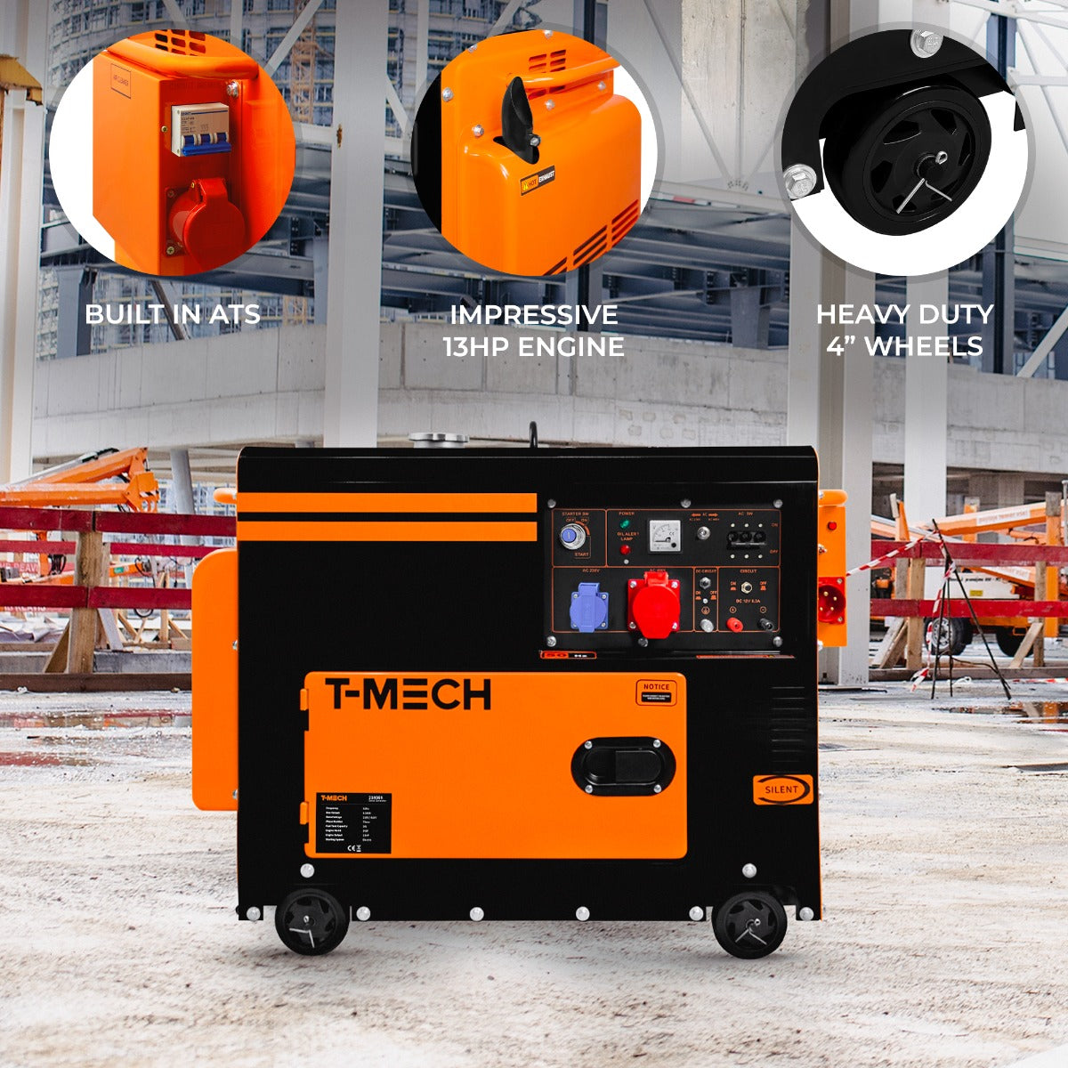 T-Mech Portable Silent Diesel Generator – 3-Phase 400V