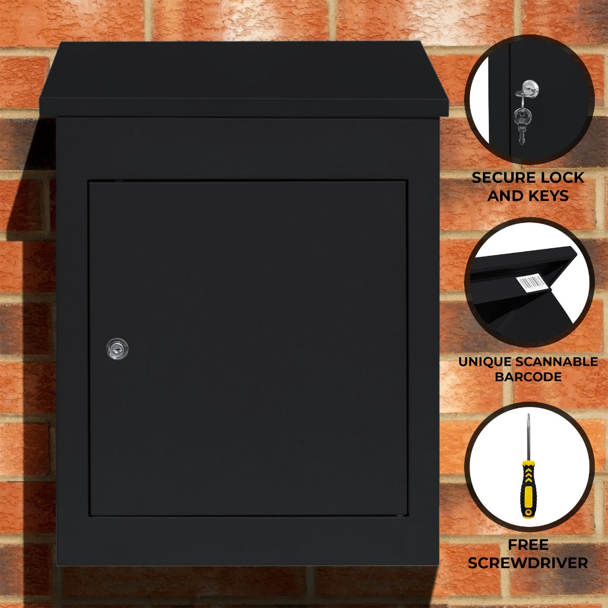 Black Anti-Theft Parcel Box for Secure Mail and Deliveries