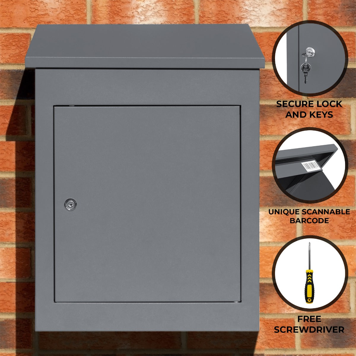Grey Anti-Theft Parcel Post Box for Secure Deliveries