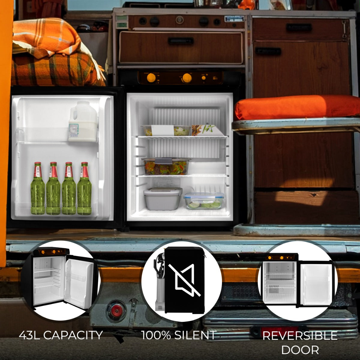 Three-Way Absorption Refrigerator – Propane, AC, and DC Power