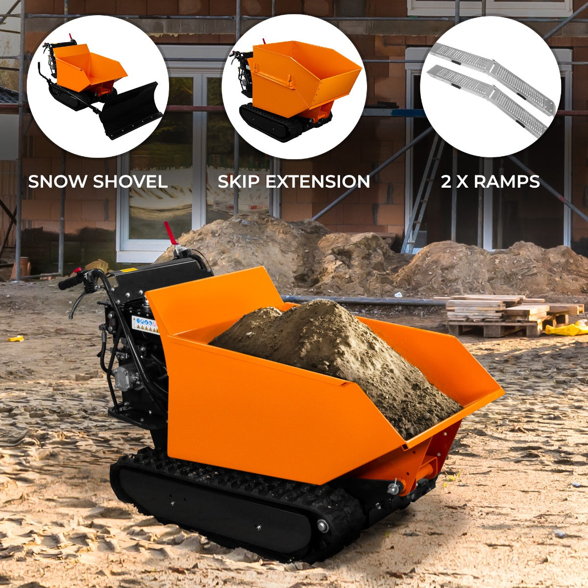 Petrol-Powered Tracked Mini Dumper Tipper