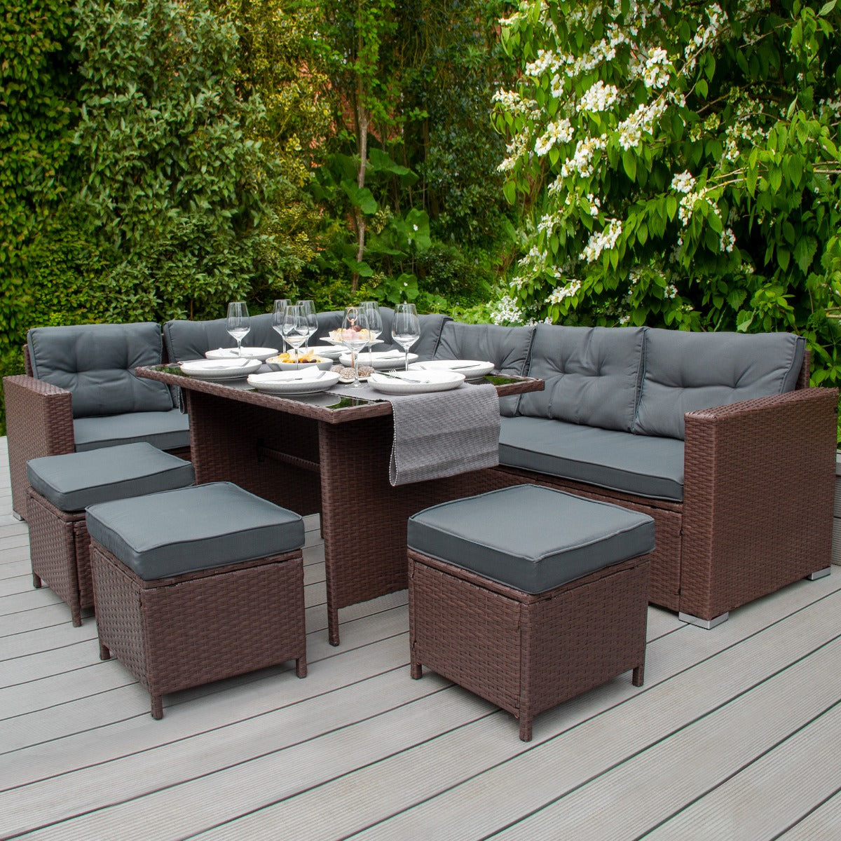 Brown Rattan Corner Sofa Set