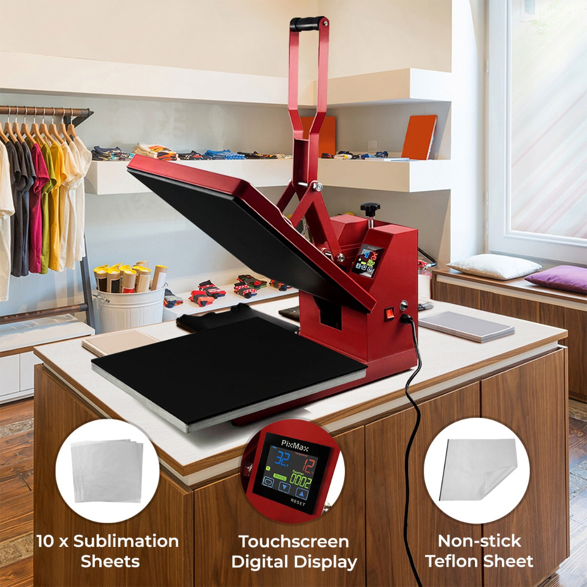50 cm Clamshell Heat Press with PTFE Sheet and Sublimation Paper
