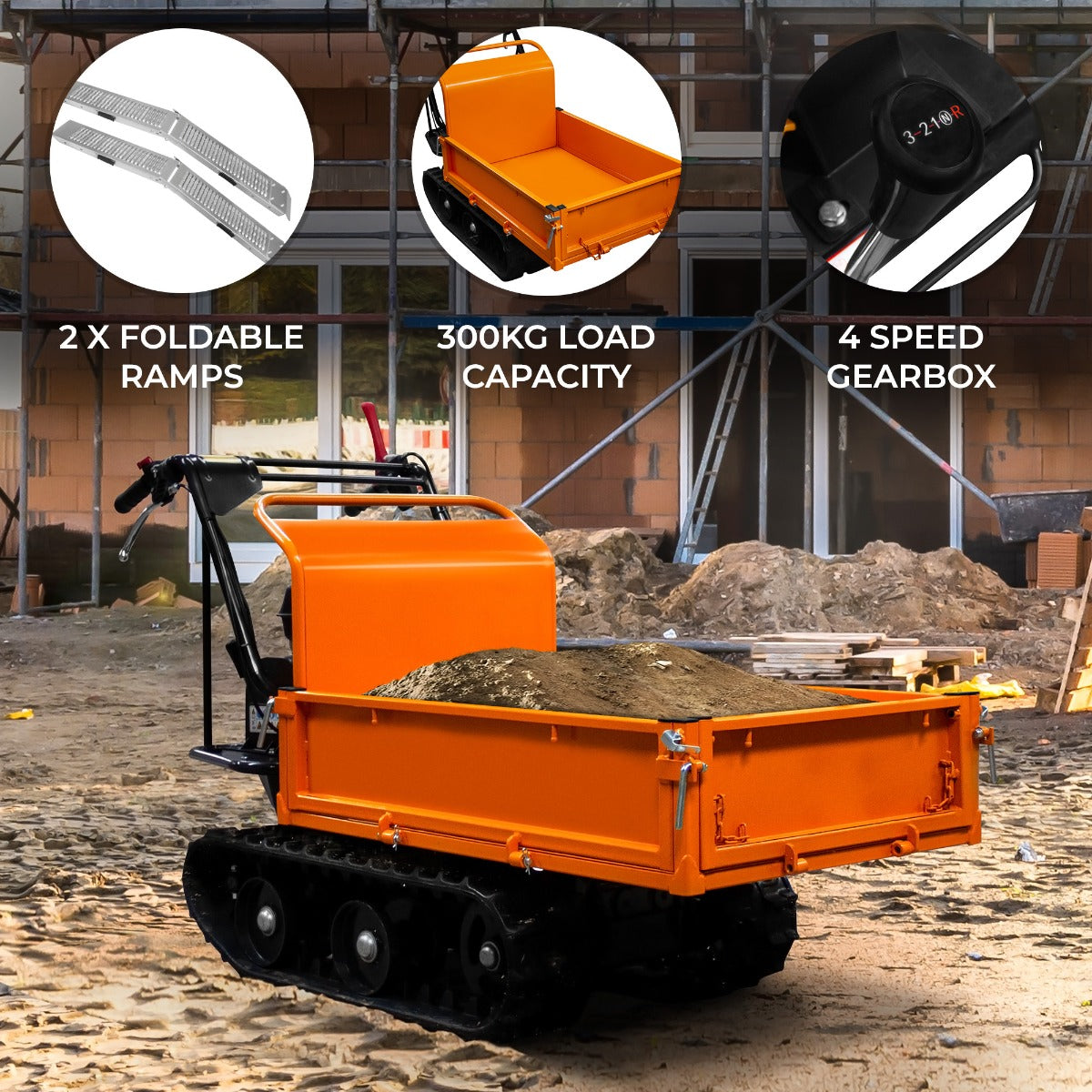 Petrol-Powered Tracked Mini Dumper Transporter