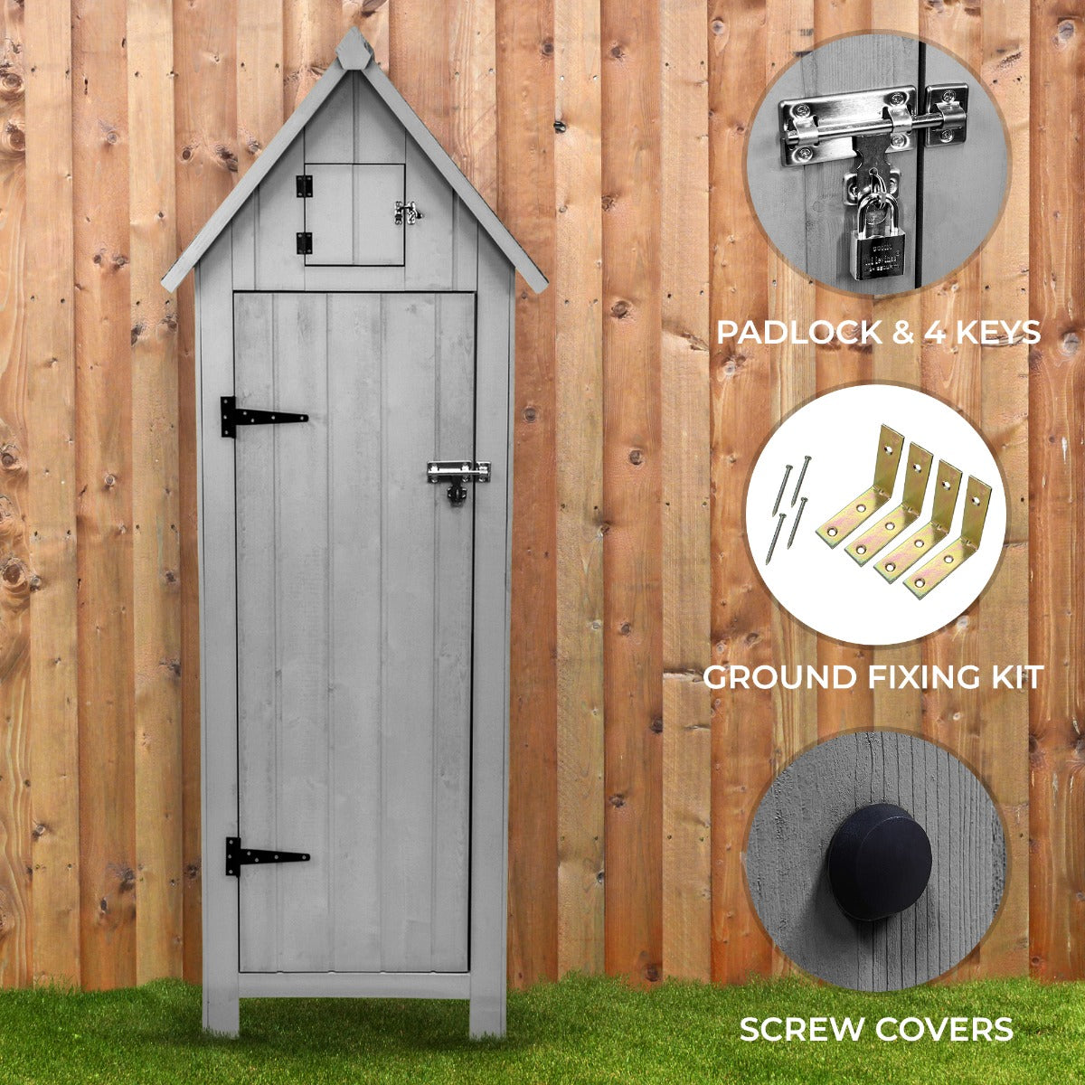Light Grey Wooden Garden Shed