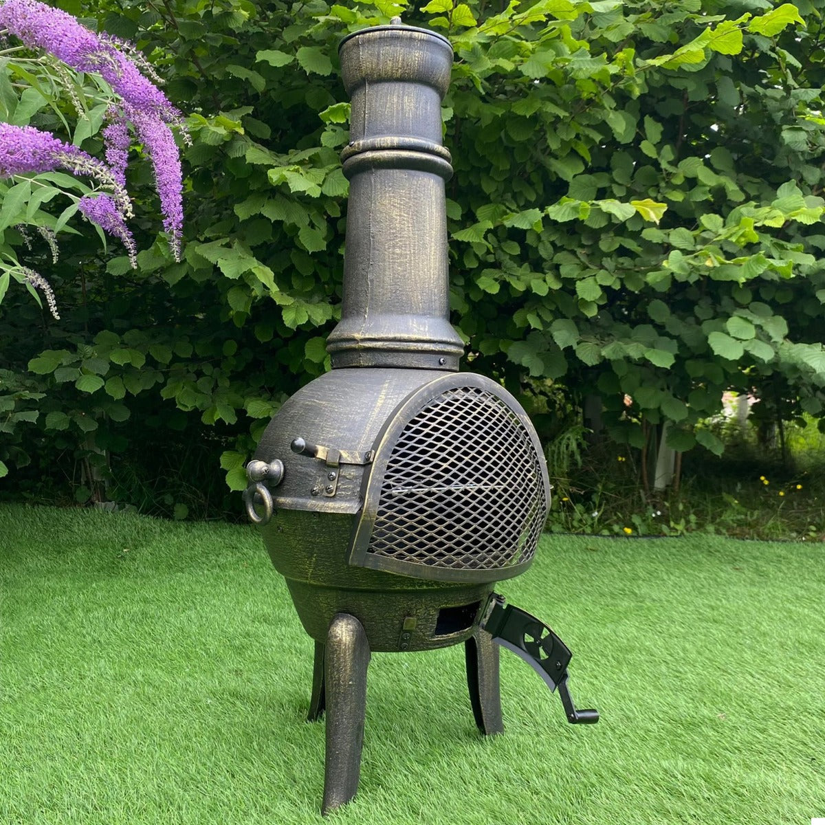 Cast Iron Chiminea and Union Jack Bunting – Garden Decor Set