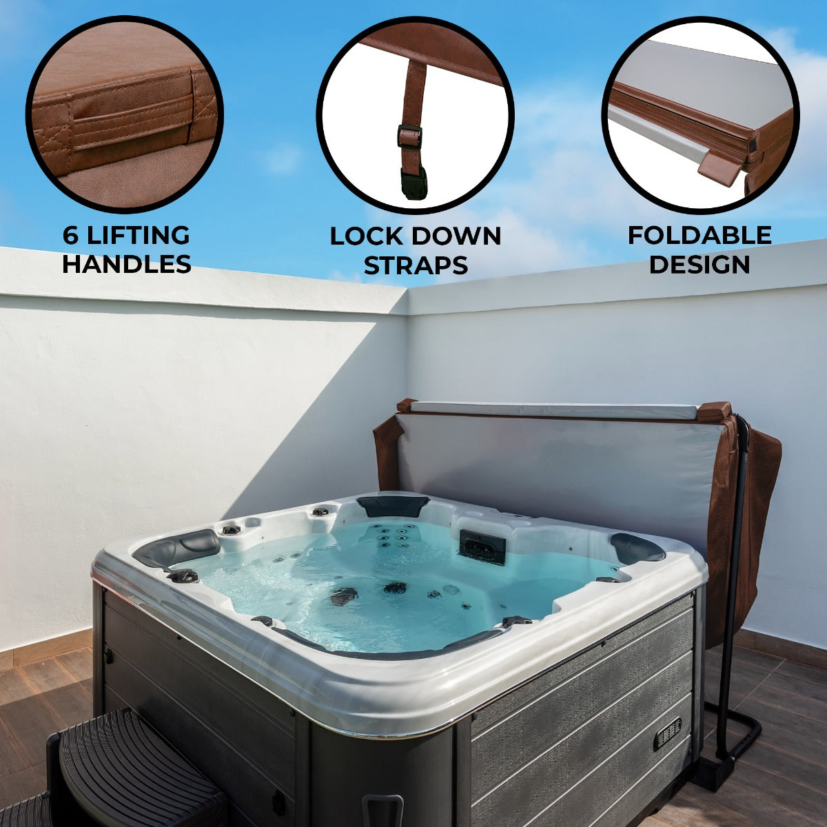 2m Brown Hot Tub Spa Cover