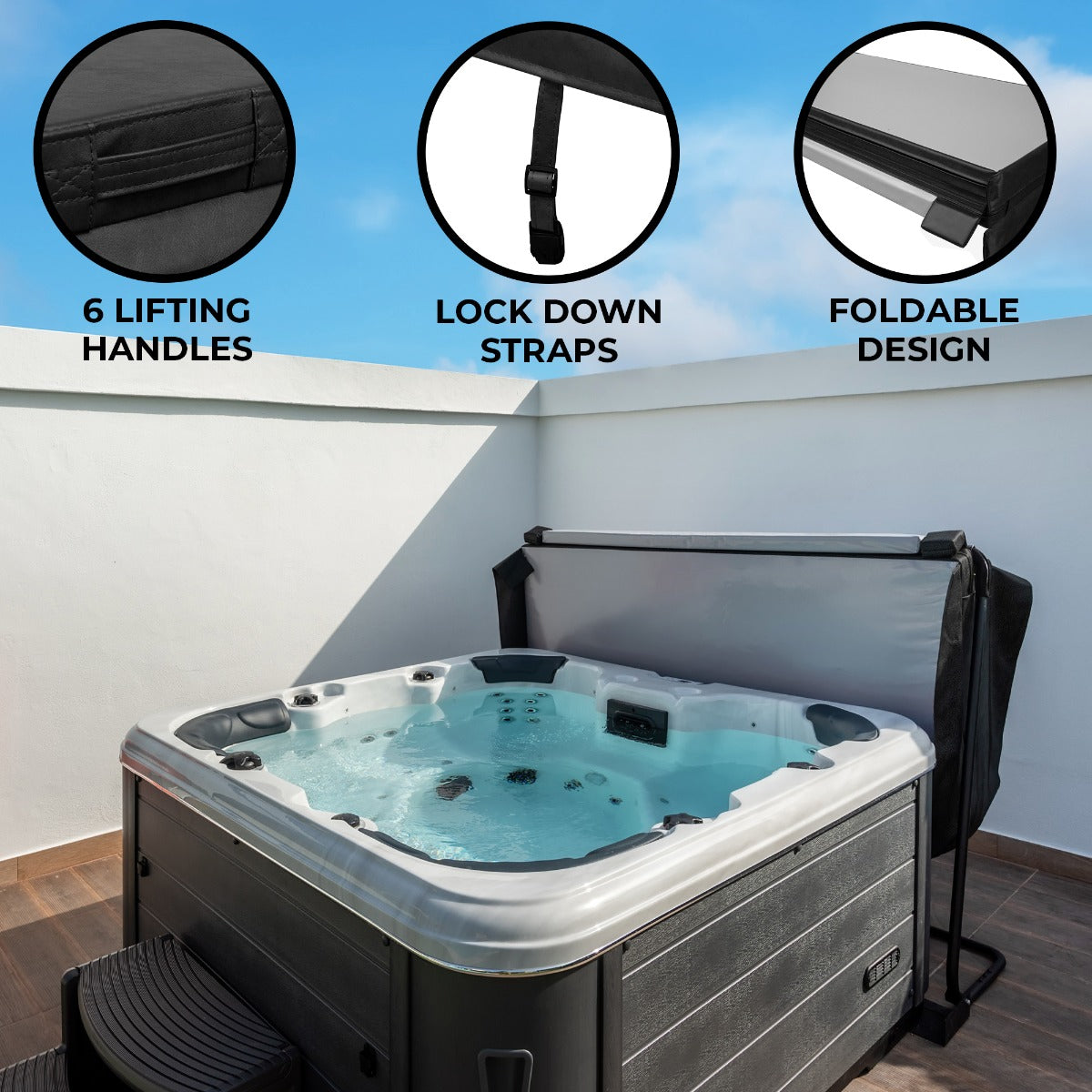 2m Black Hot Tub Spa Cover