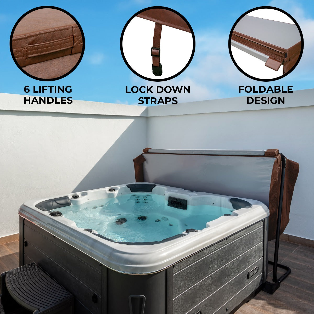 2.1m Hot Tub Spa Cover in Brown