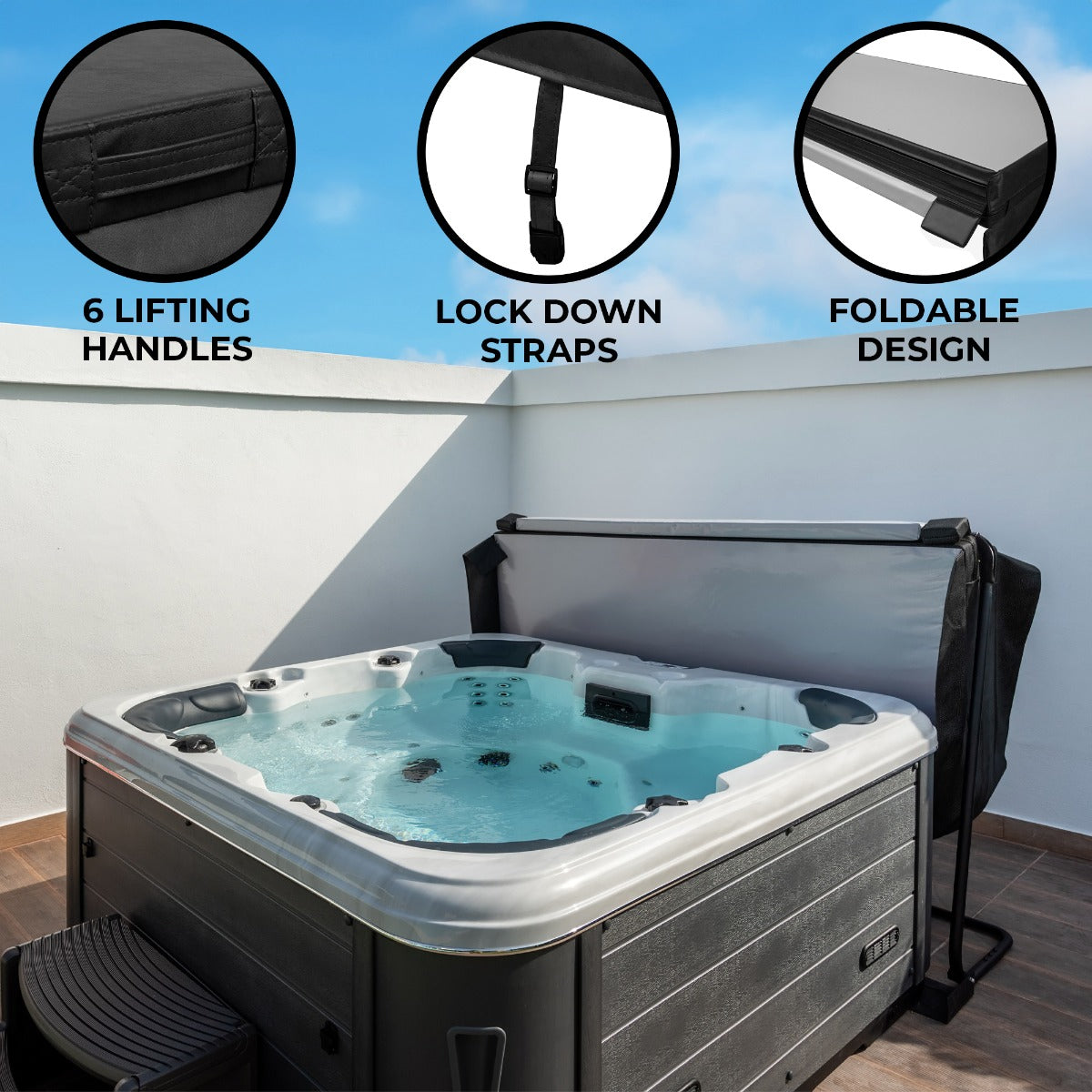 2.1m Black Hot Tub Spa Cover