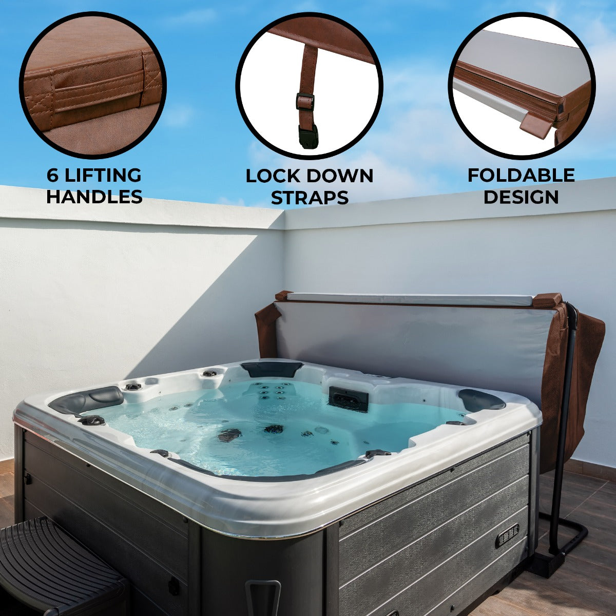 2.2m Brown Hot Tub Spa Cover