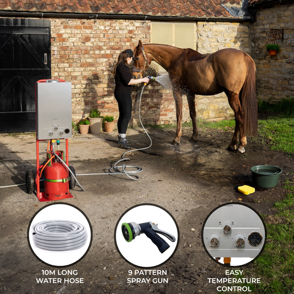 18-Liter Portable Horse Shower for Equine Care