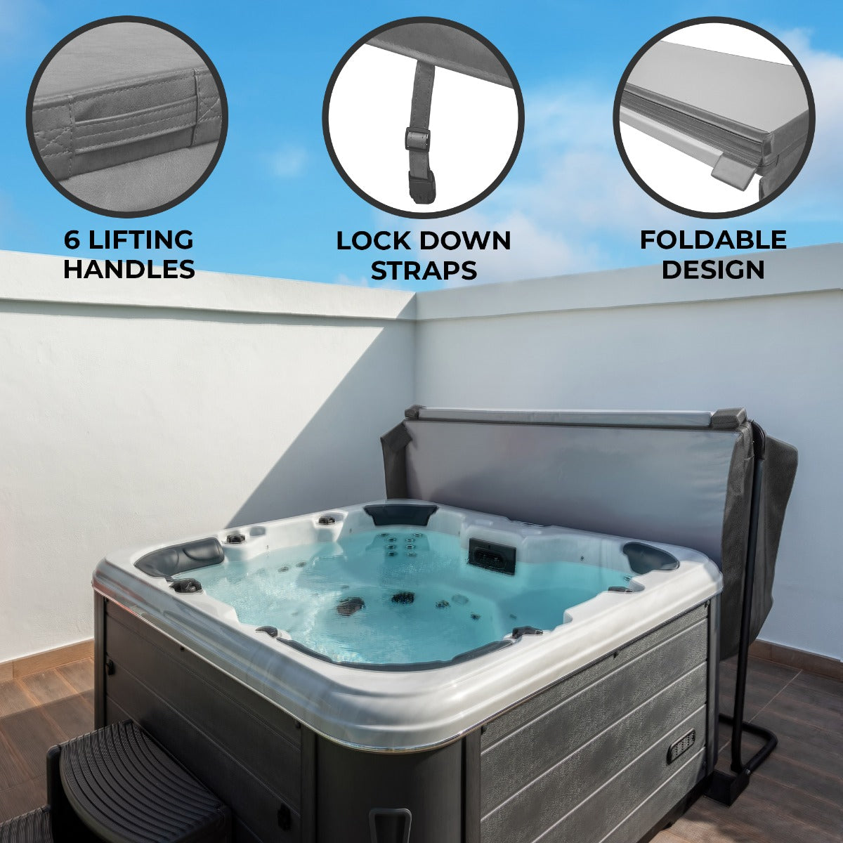2m Grey Hot Tub Spa Cover