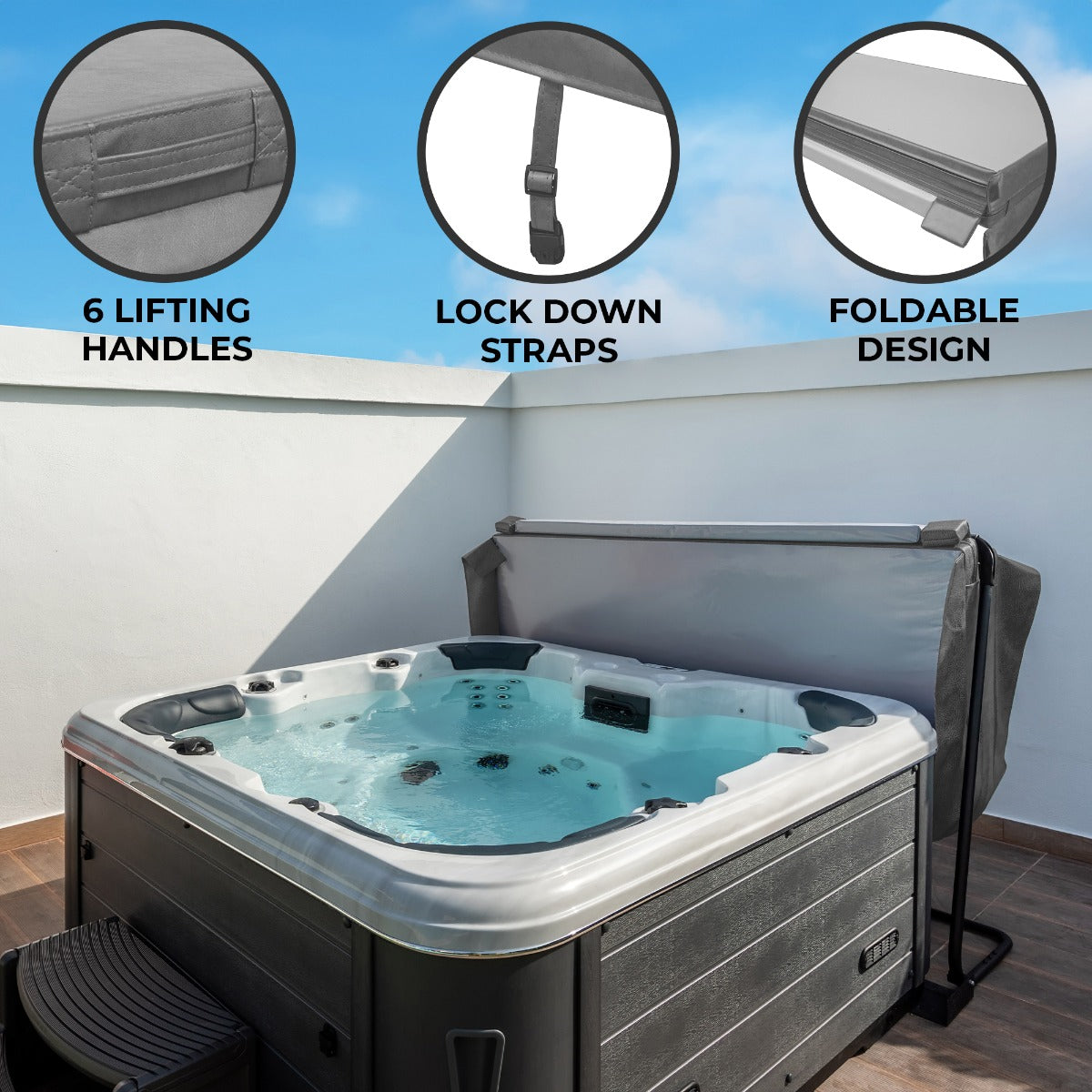 Grey 2.1m Hot Tub Spa Cover
