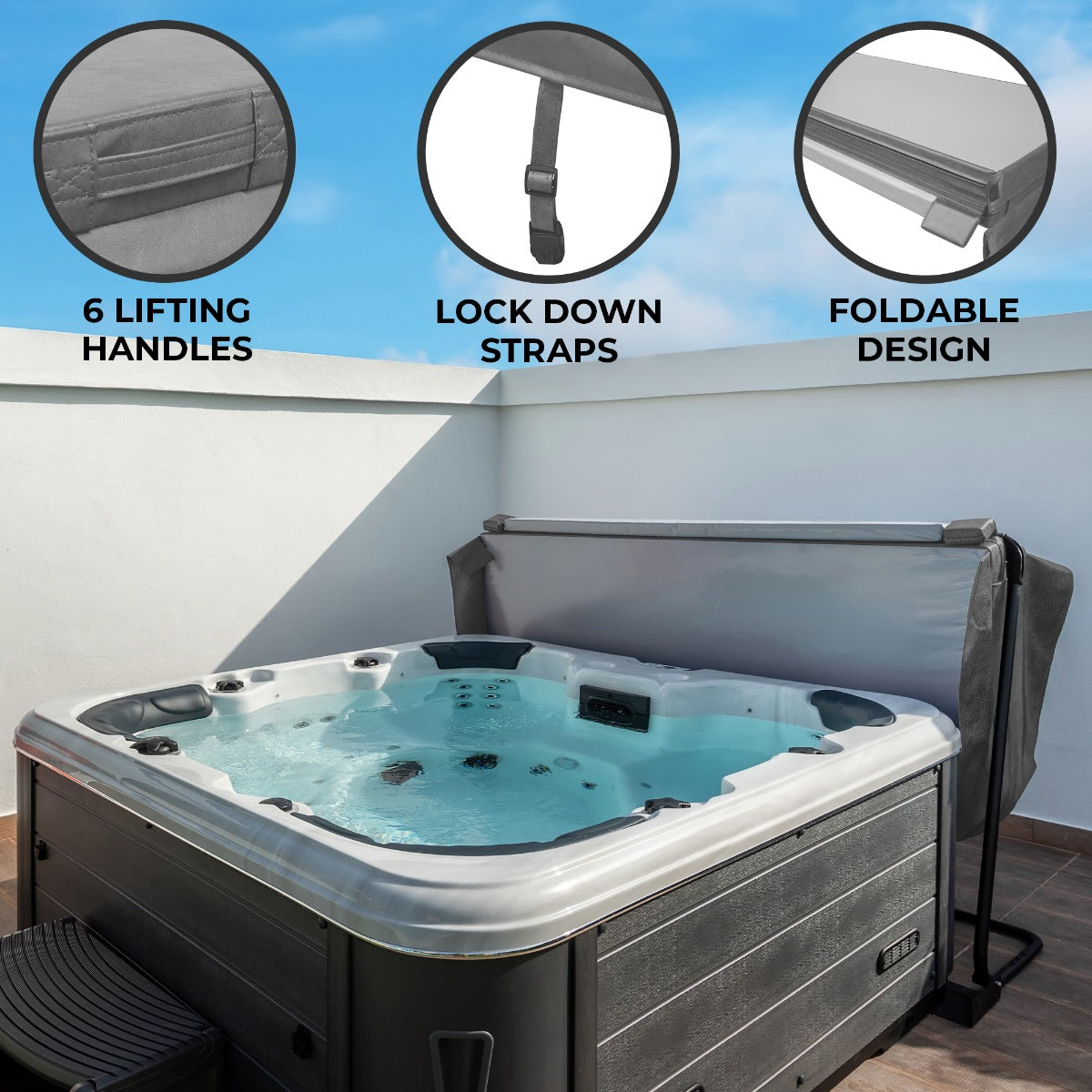 2.2m Grey Hot Tub Spa Cover