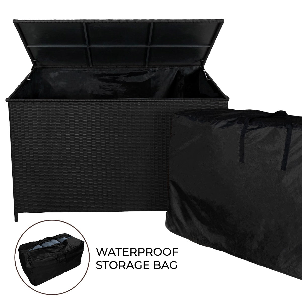 Black Rattan Storage Box – 582L Capacity