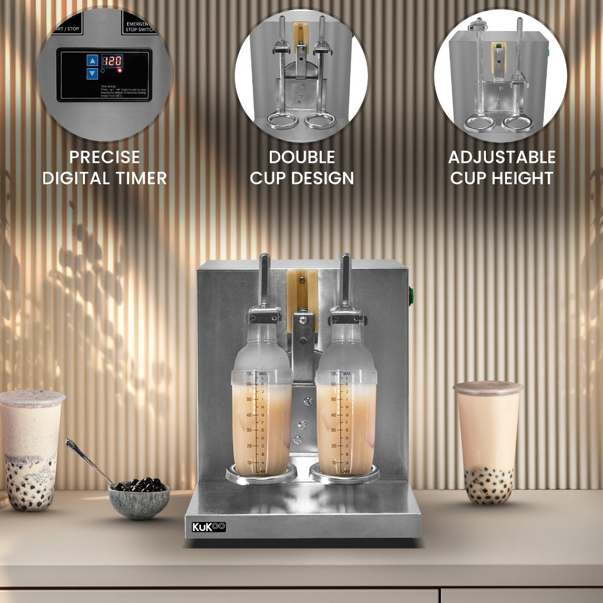 Automatic Bubble Tea Shaker Set with Two Shaker Bottles