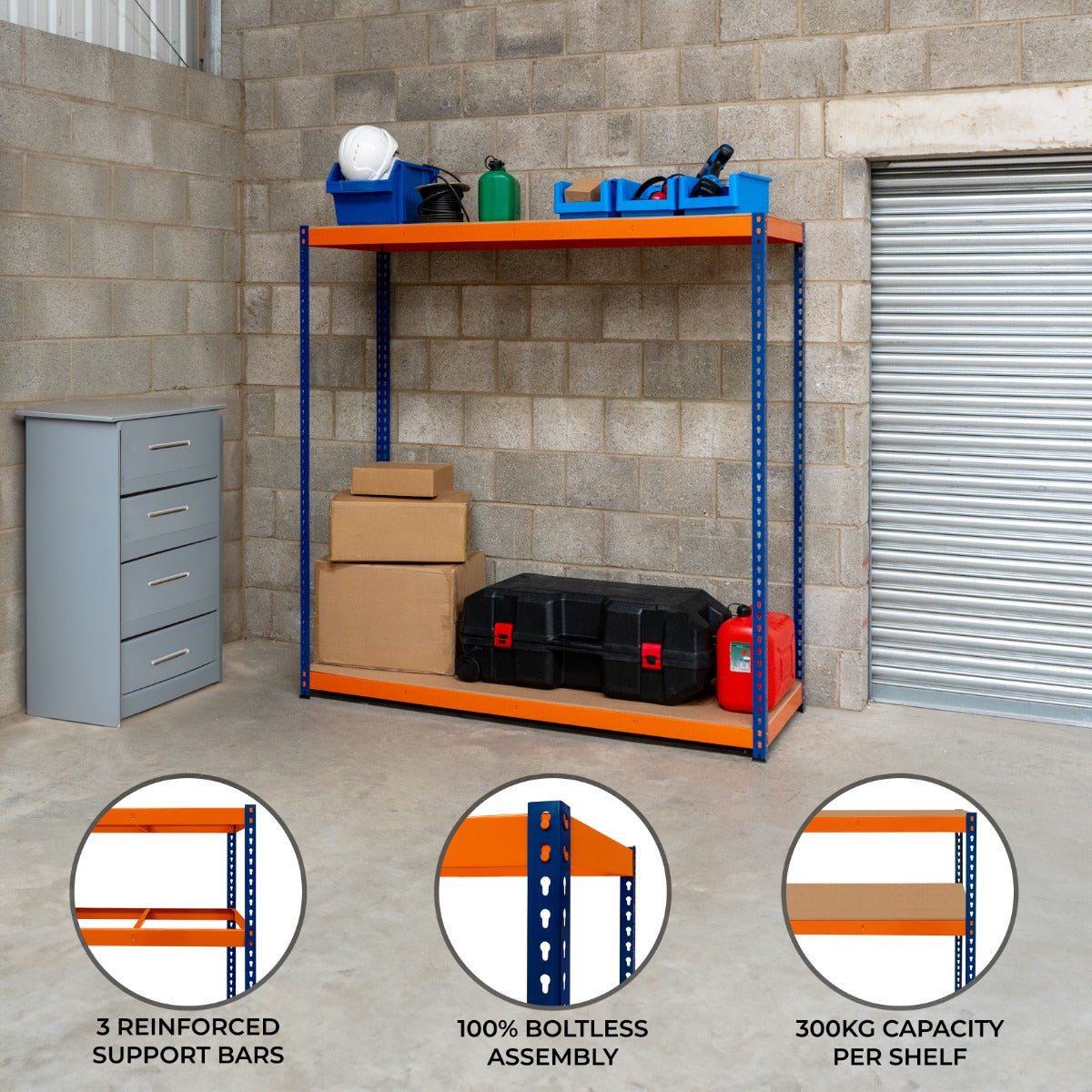 S-Rax 2-Shelf Storage Racking - 180 cm x 180 cm x 60 cm