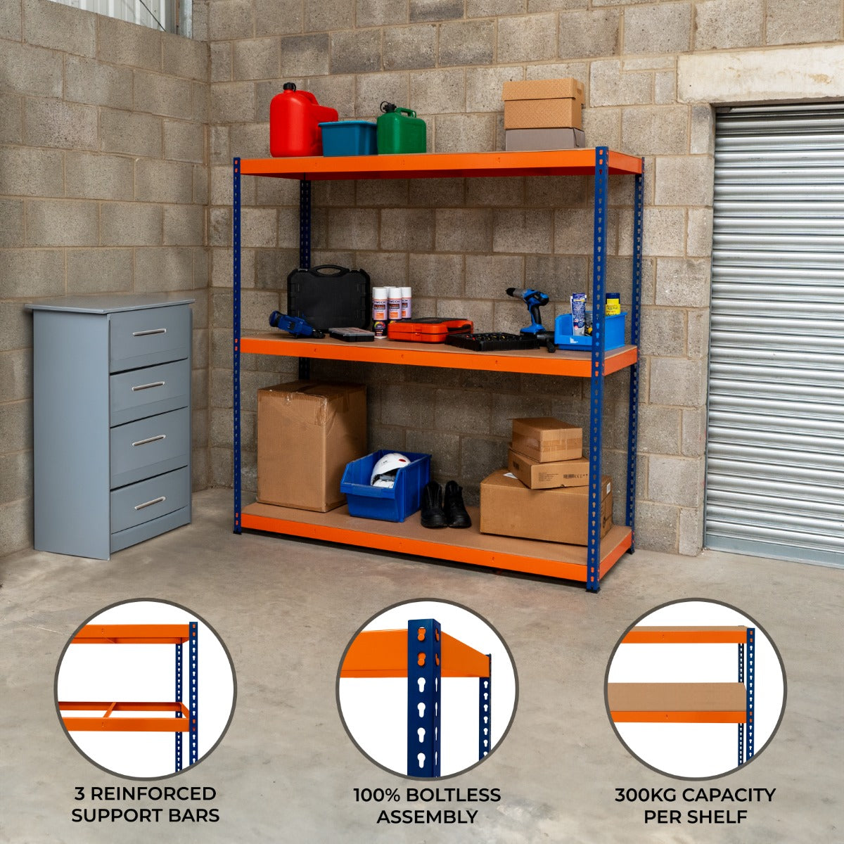 S-Rax 3-Shelf Racking System 180 cm x 180 cm x 60 cm