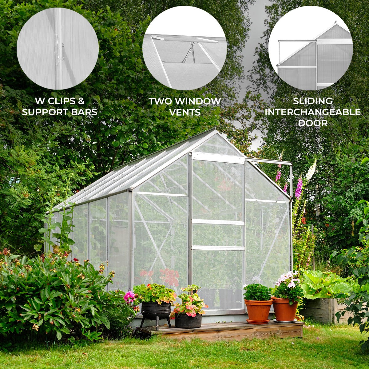 Polycarbonate Greenhouse 6 ft x 8 ft, Silver