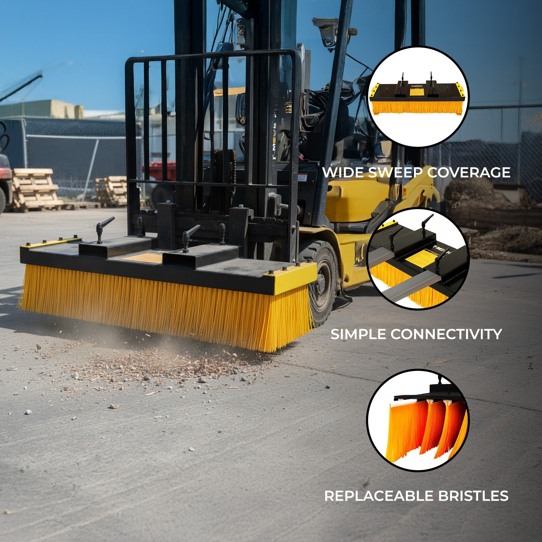 Forklift Sweeper Brush for Warehouse Floor Cleaning