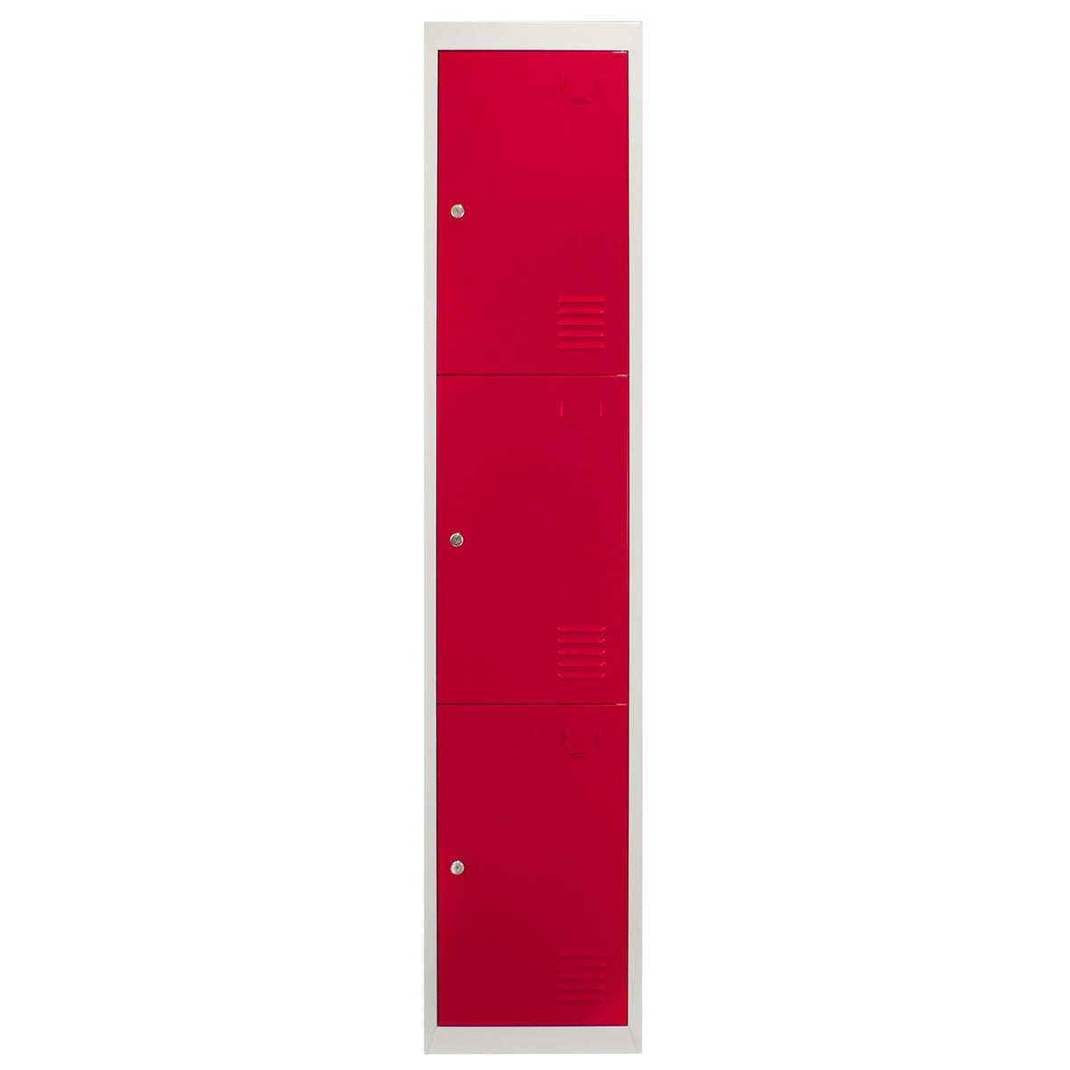 Three-Door Metal Storage Locker – Flat-Packed – Red