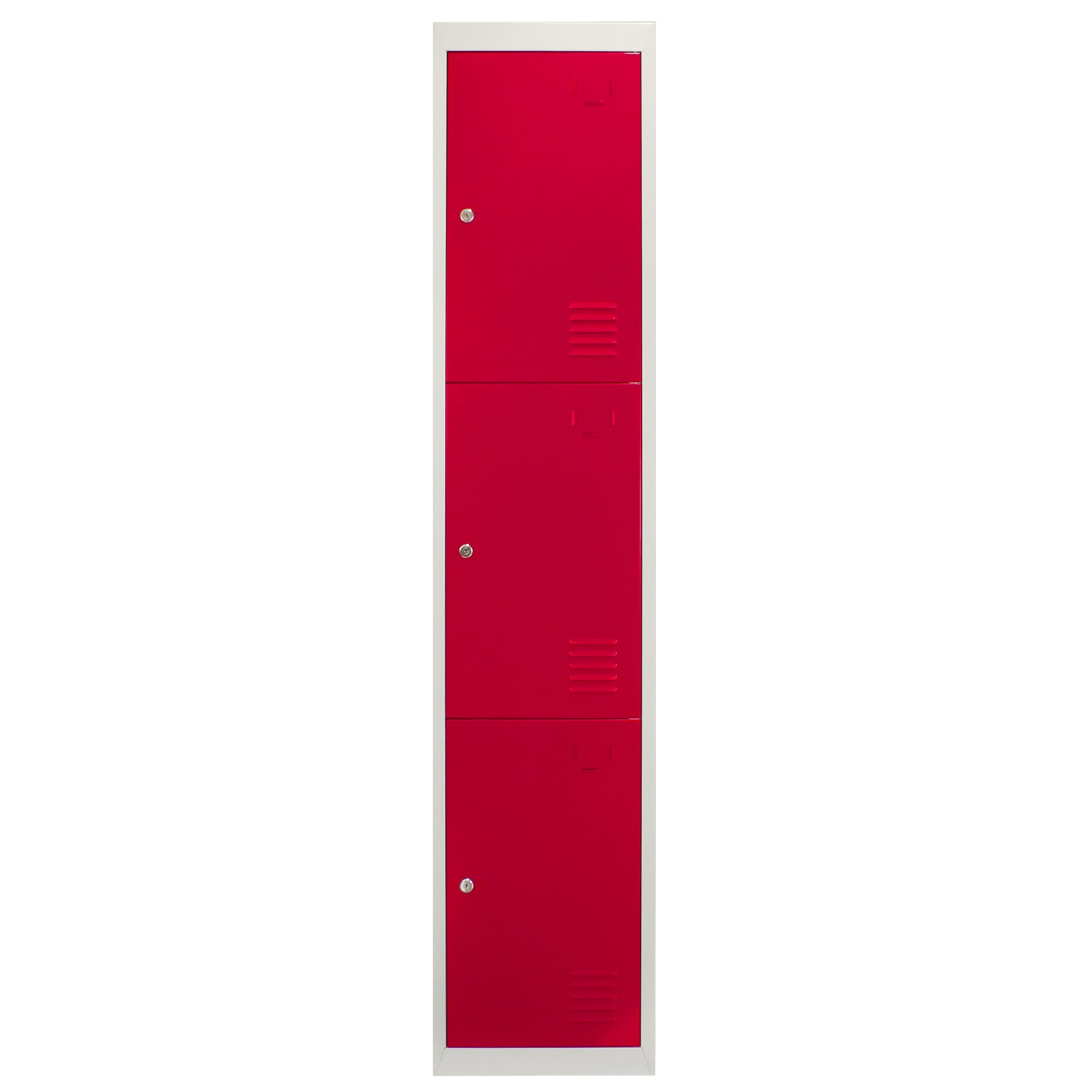Three-Door Metal Storage Locker – Flat-Packed – Red