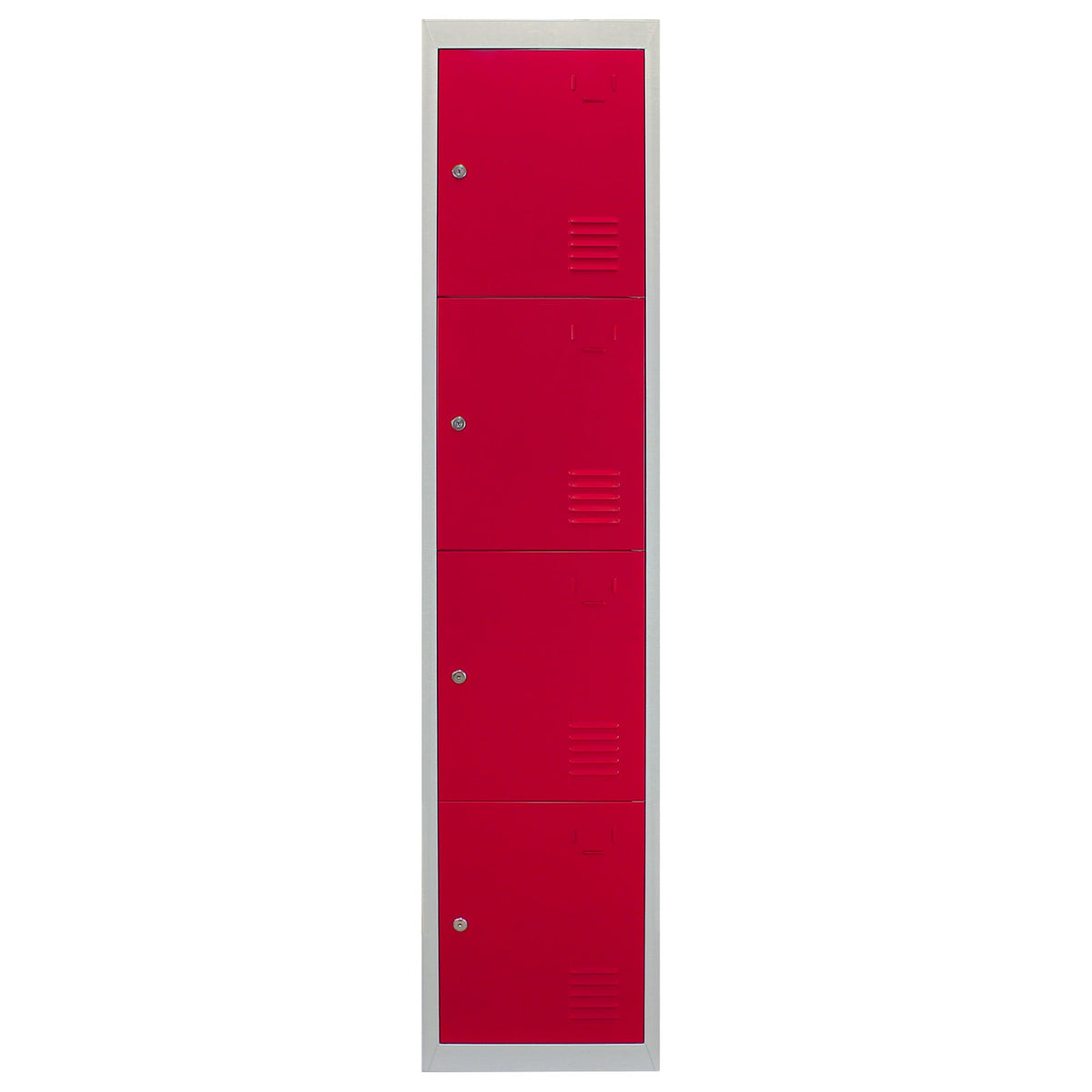 Red Four-Door Metal Storage Lockers