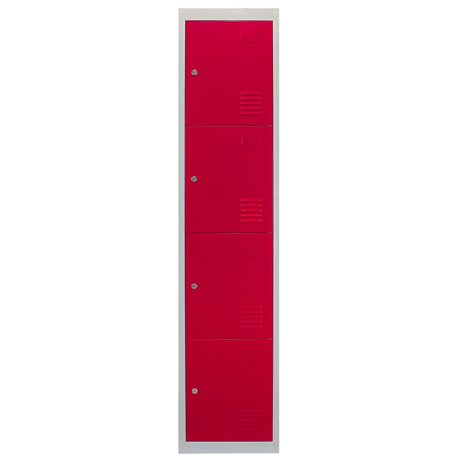 Red Four-Door Metal Storage Lockers