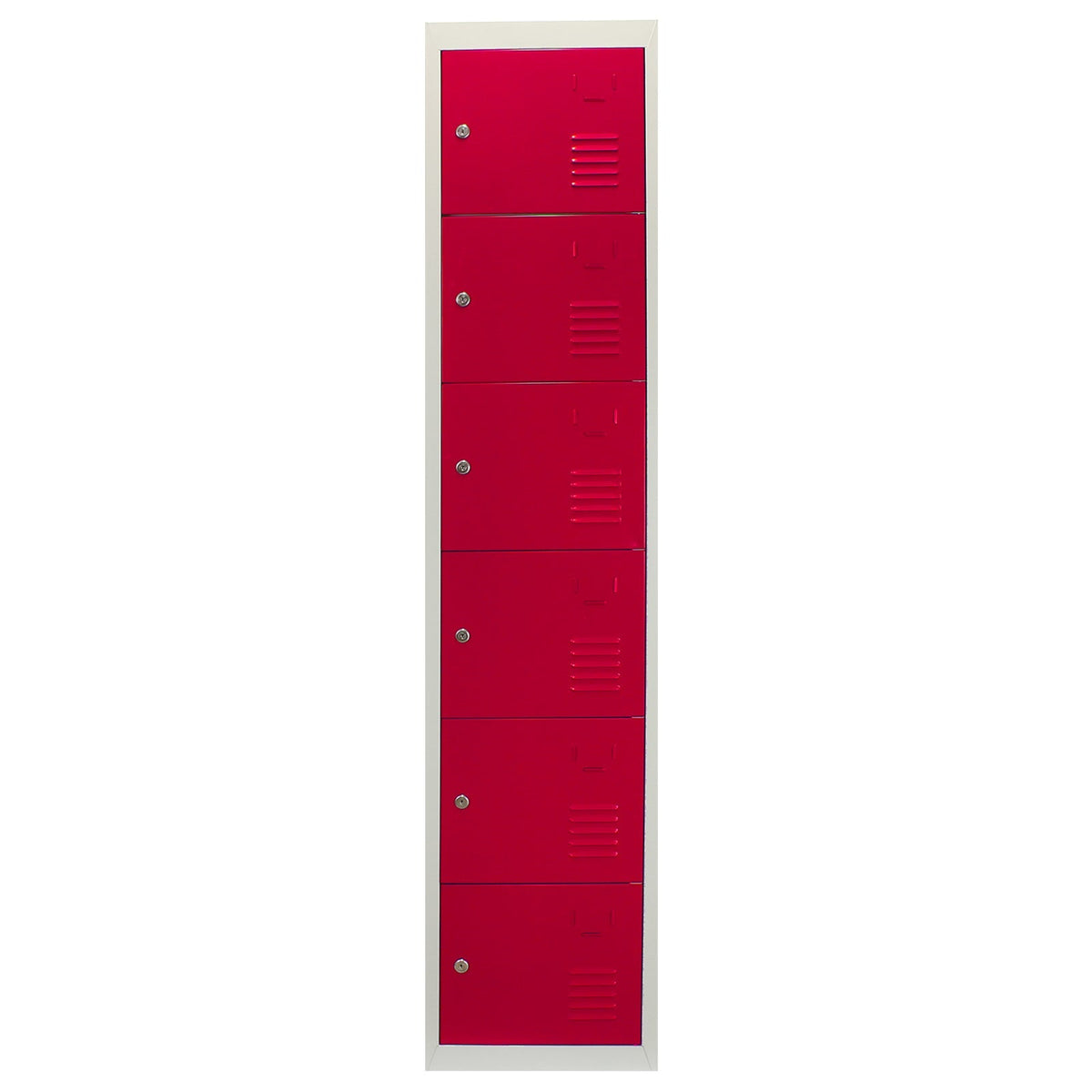 Red Metal Storage Lockers – Flat-Packed, Six Doors