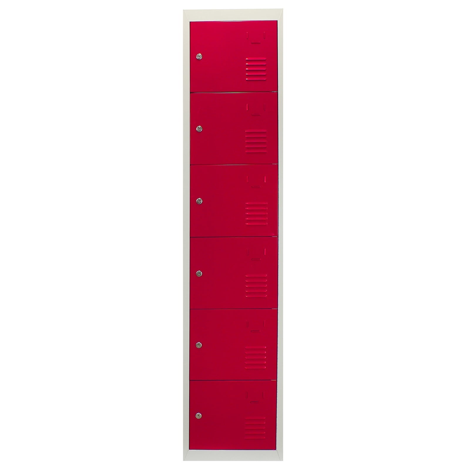 Red Metal Storage Lockers – Flat-Packed, Six Doors