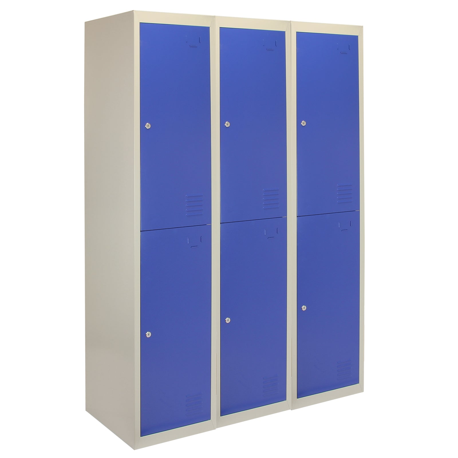 3-Pack Metal Storage Lockers - 2-Door, Blue, Flat-Pack