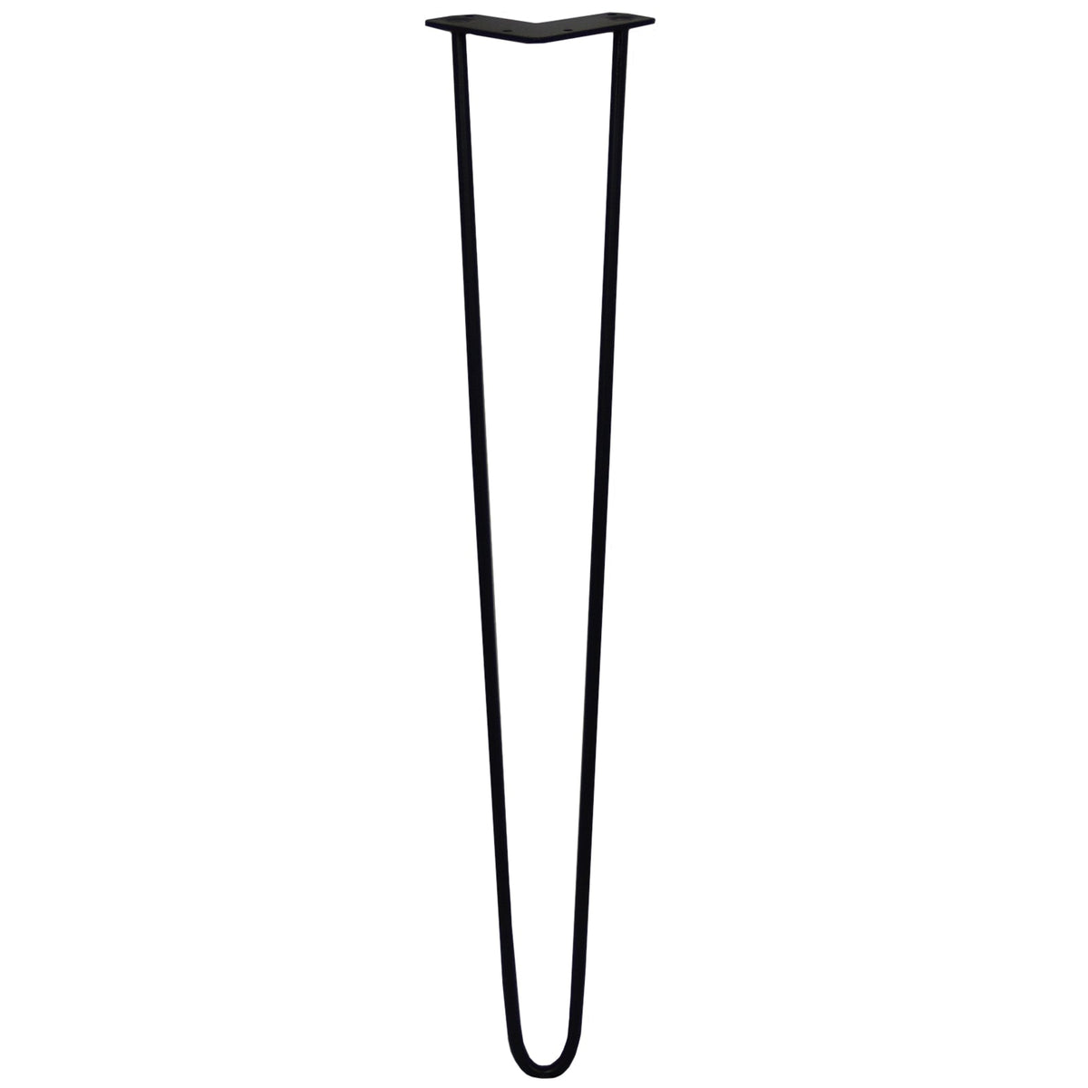 Set of 4 Hairpin Legs, 28 in Length, 2-Prong Mounting, 10 mm Diameter, Black