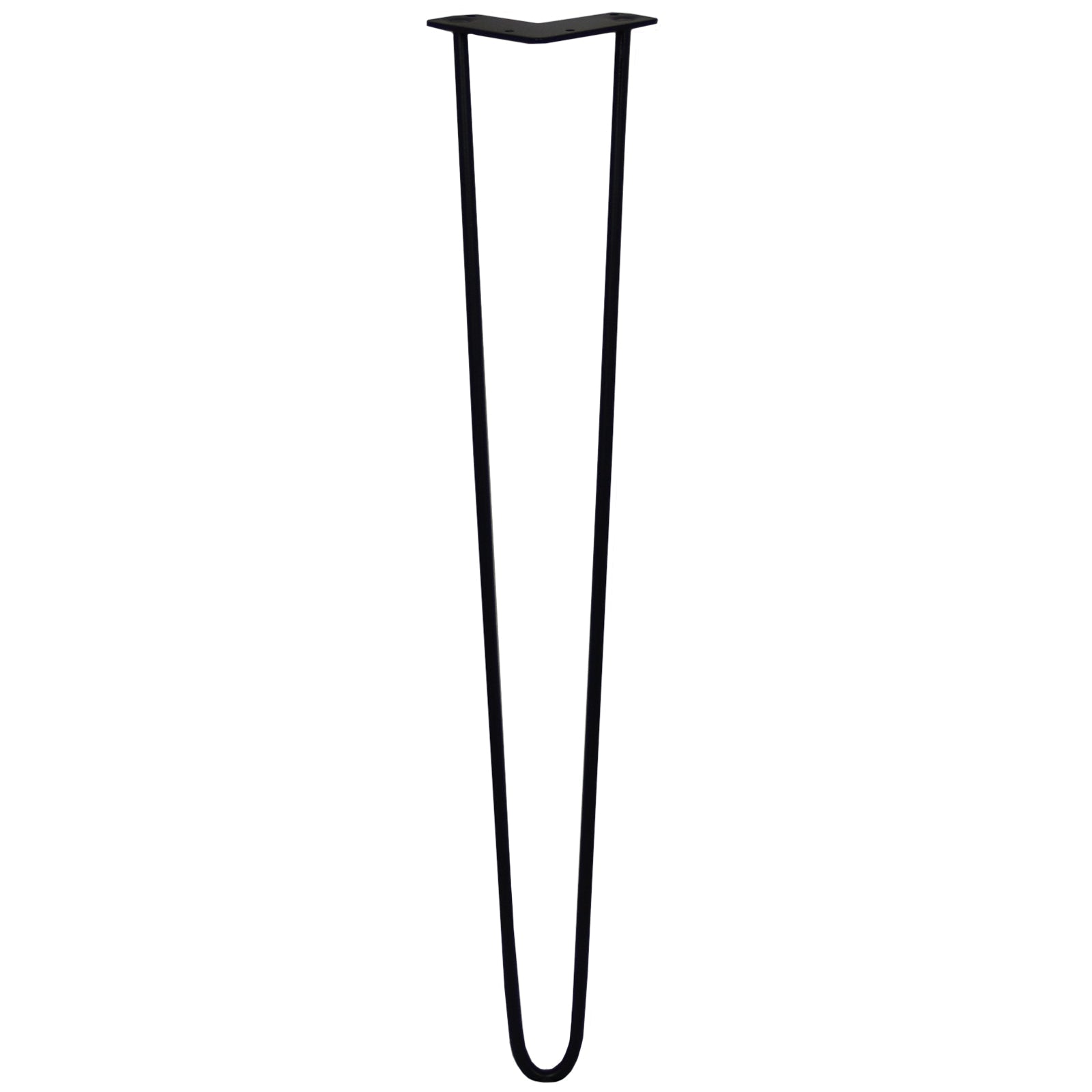 Set of 4 Hairpin Legs, 28 in Length, 2-Prong Mounting, 10 mm Diameter, Black