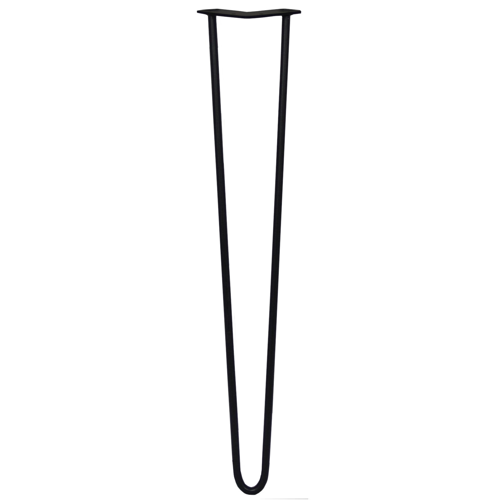 Set of 4 28-Inch Hairpin Legs, 12mm Diameter, 2-Prong Mounting, Black