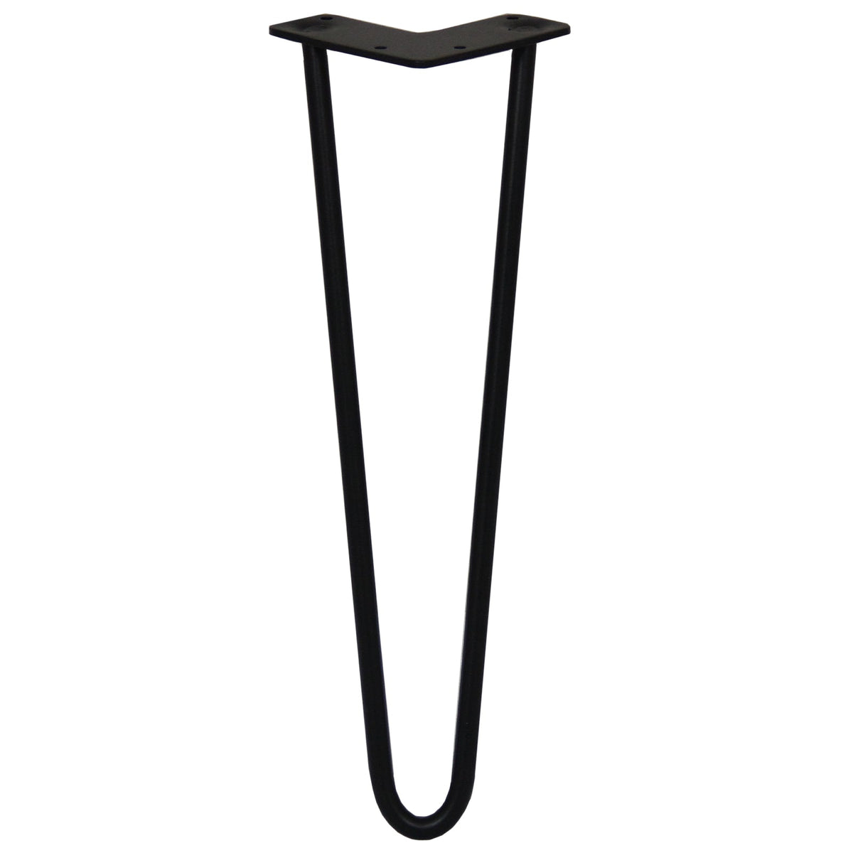 4-Pack 16-Inch Hairpin Legs, 2-Prong Mounting, 12mm Diameter, Black Finish