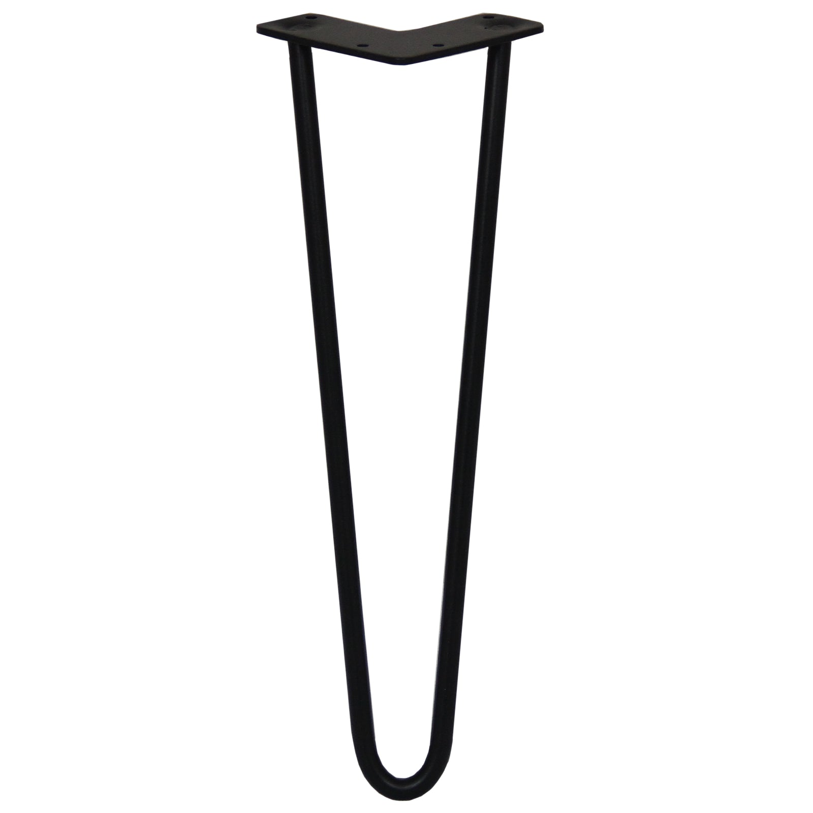 4-Pack 16-Inch Hairpin Legs, 2-Prong Mounting, 12mm Diameter, Black Finish