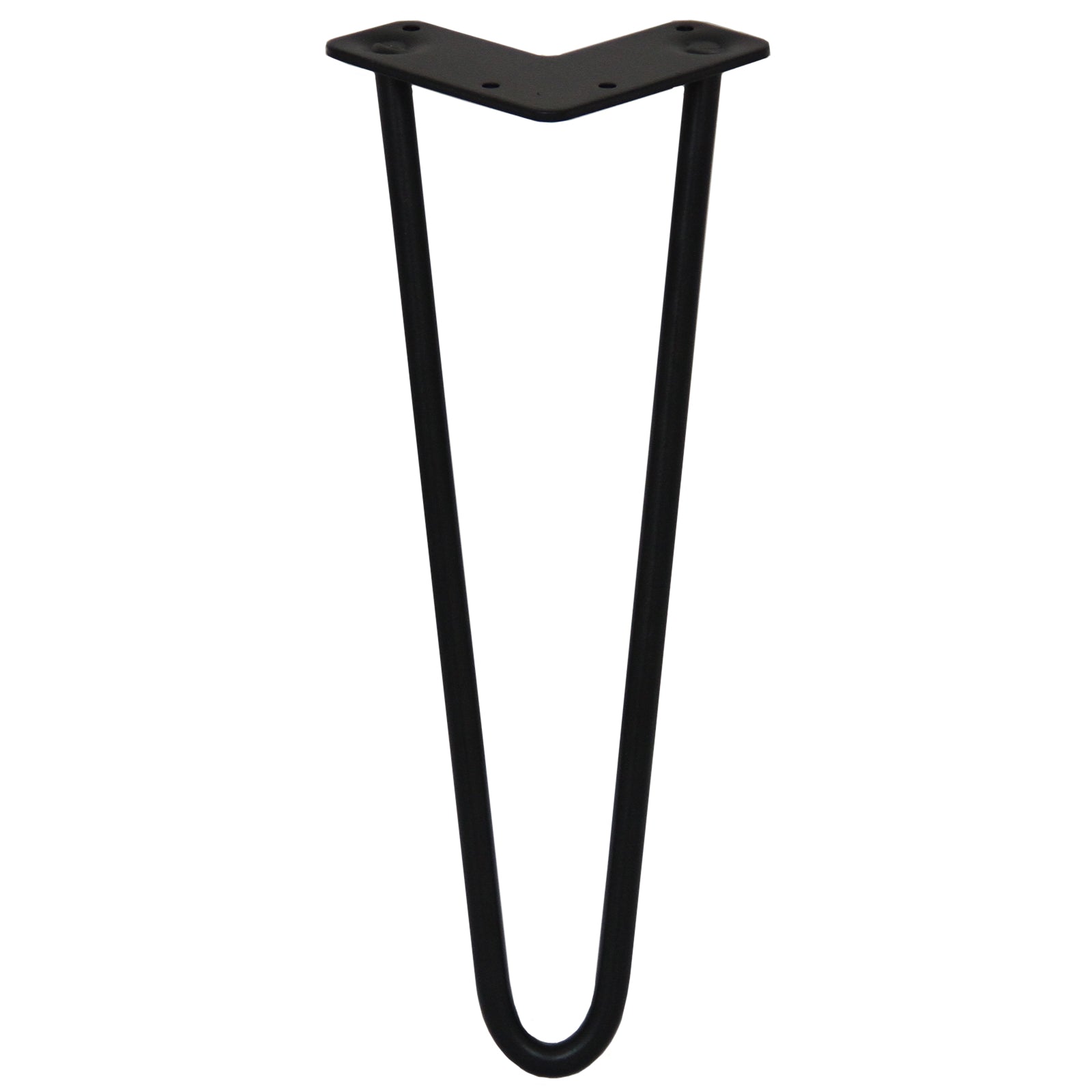 Set of 4 14-Inch Black Hairpin Legs, 12mm Diameter, 2-Prong Mounting