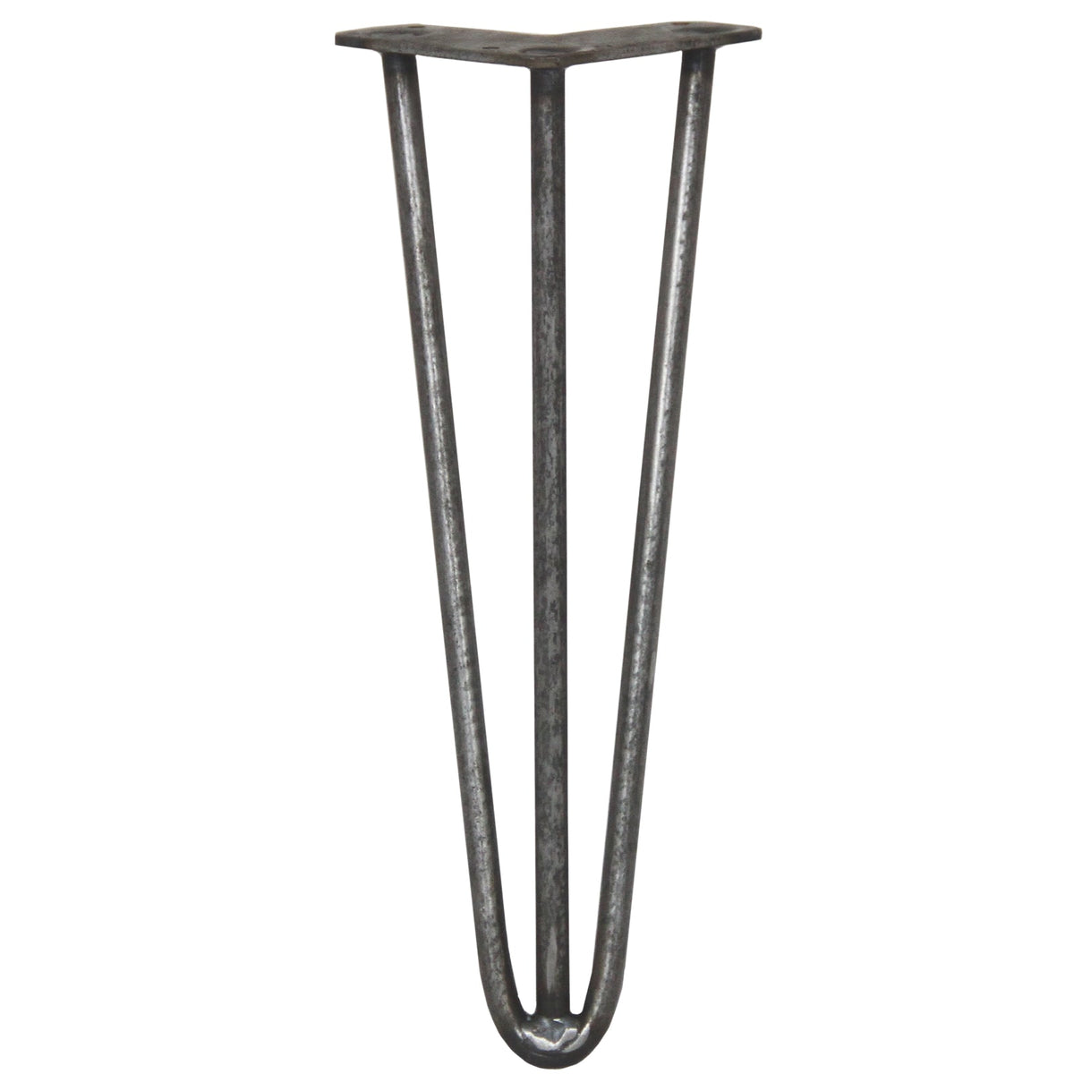 4-Pack 14-Inch Hairpin Legs, 12 mm Diameter, 3-Prong Mounting, Raw Steel