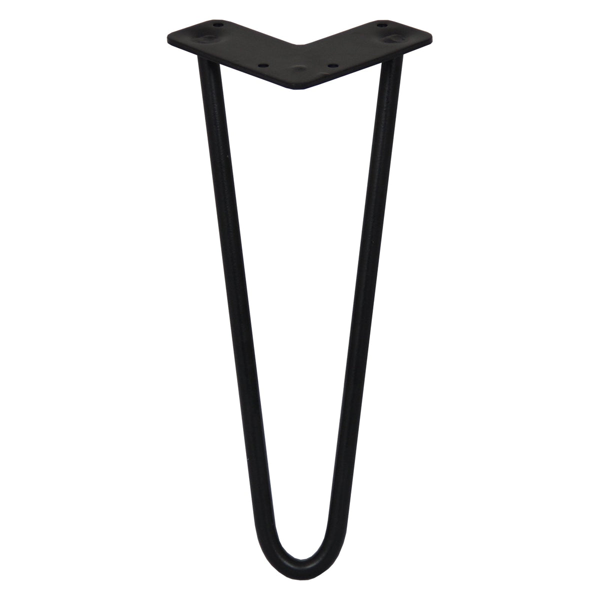 Set of 4 12-Inch Hairpin Legs, 2-Prong Mount, 12mm Diameter, Black