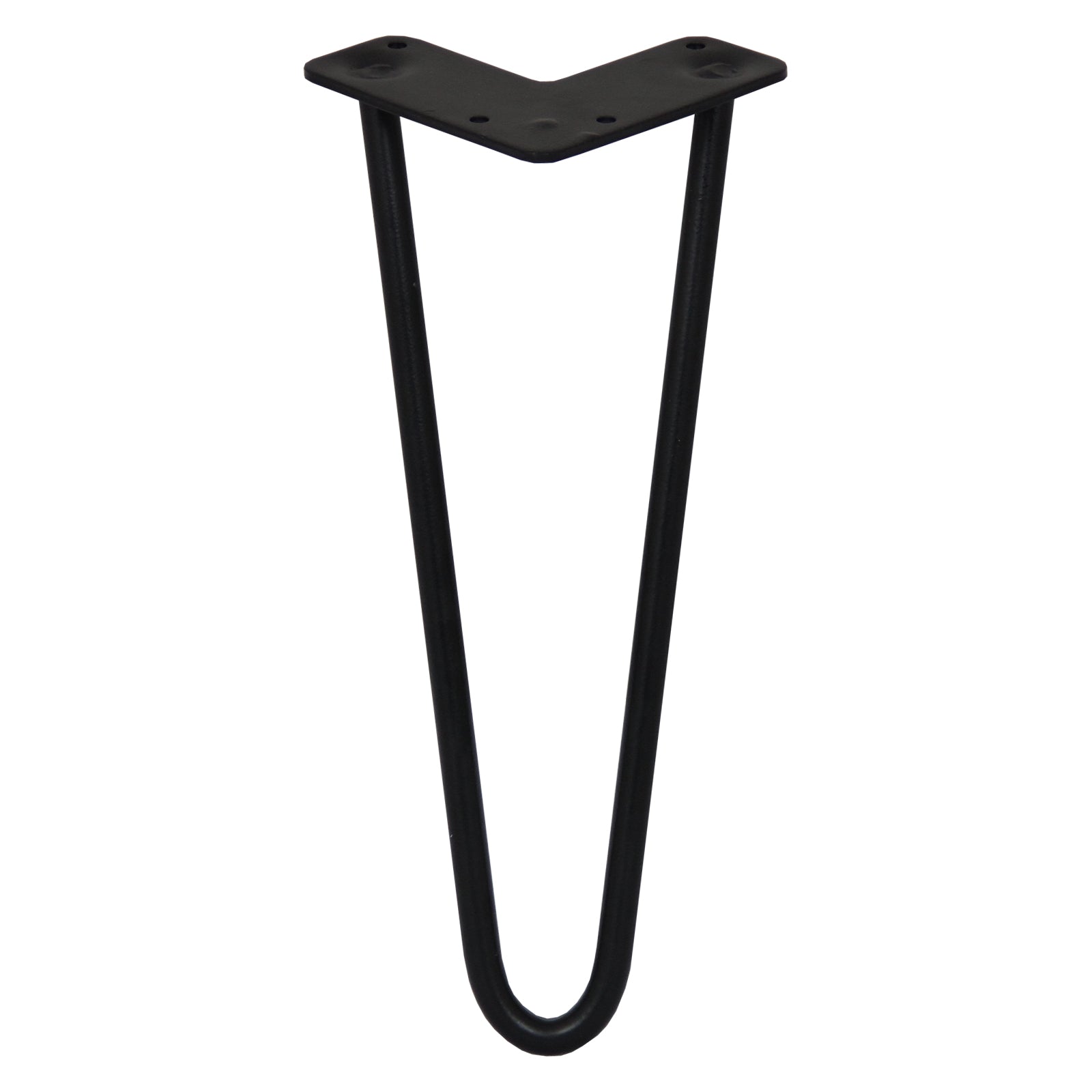 Set of 4 12-Inch Hairpin Legs, 2-Prong Mount, 12mm Diameter, Black