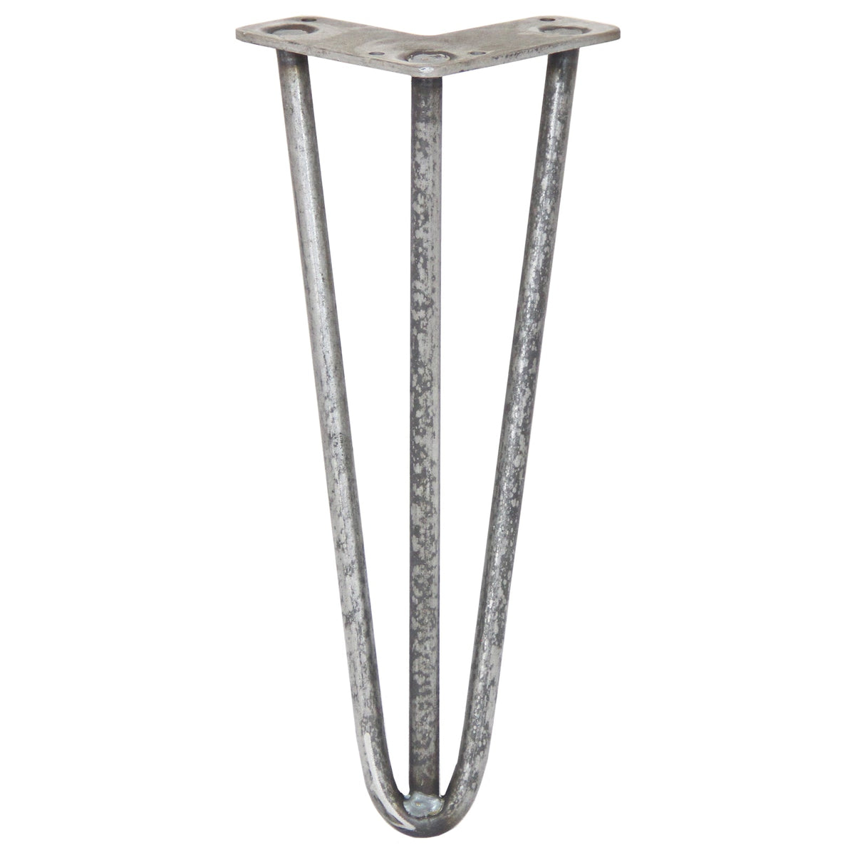 4-Pack 12-Inch Hairpin Legs | 3-Prong Mount | 12mm Diameter | Raw Steel