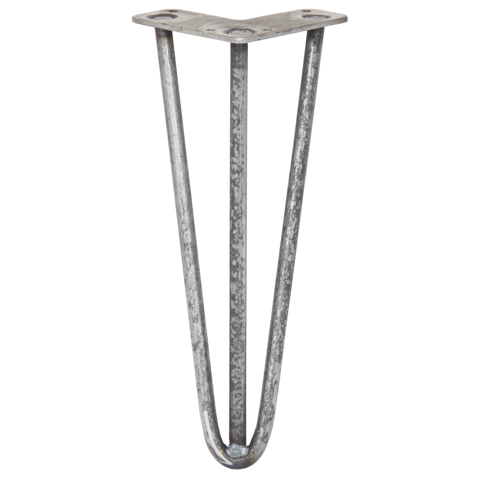 4-Pack 12-Inch Hairpin Legs | 3-Prong Mount | 12mm Diameter | Raw Steel