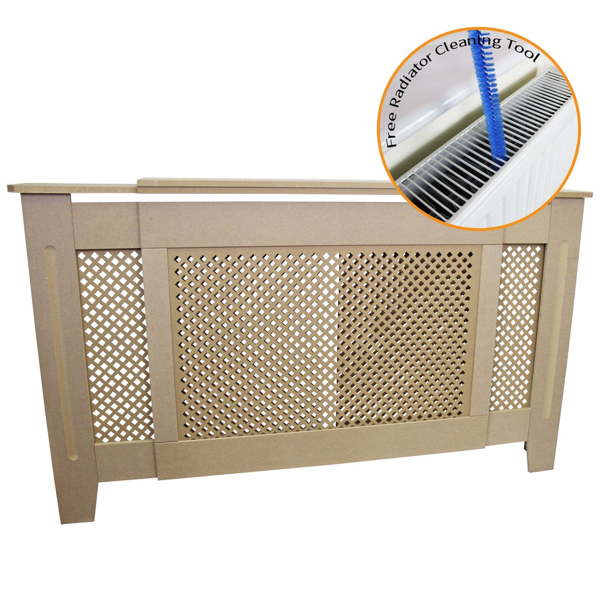 Adjustable MDF Radiator Cover – Unfinished, 1400–1920mm