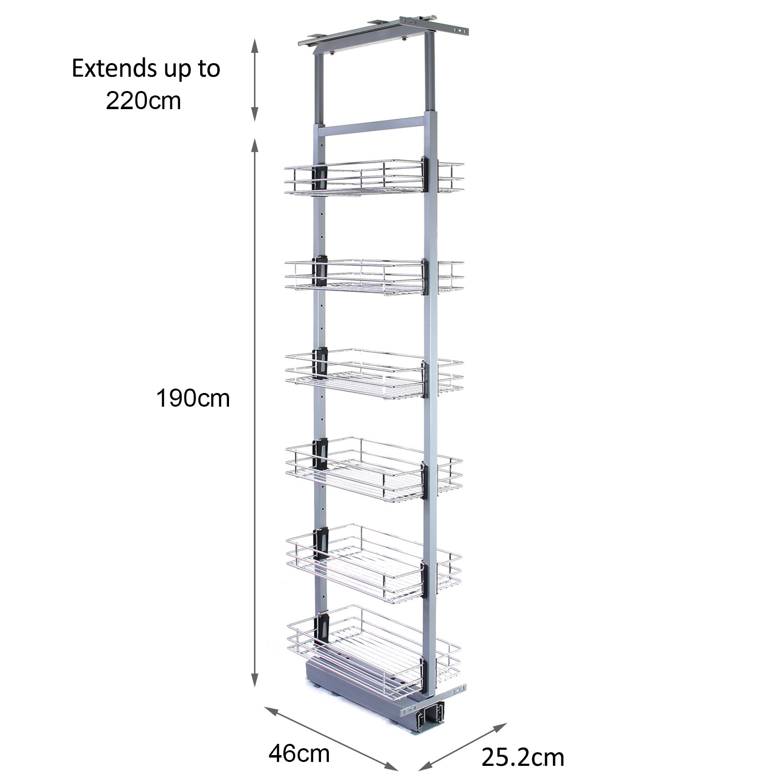 KuKoo Pull-Out Soft-Close Kitchen Larder Cabinet – 46 cm Depth x 190–220 cm Height