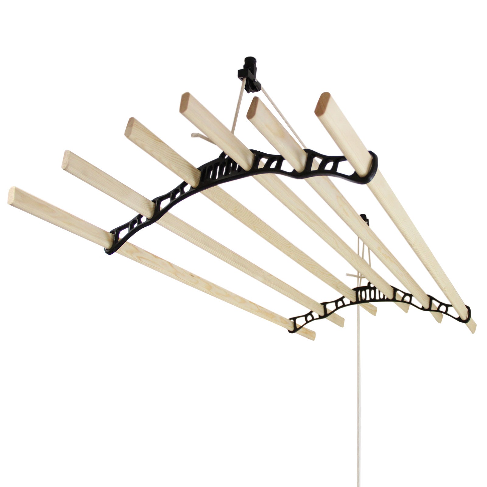 Ceiling-Mounted Clothes Airer with Pulley – Black, 1.8m