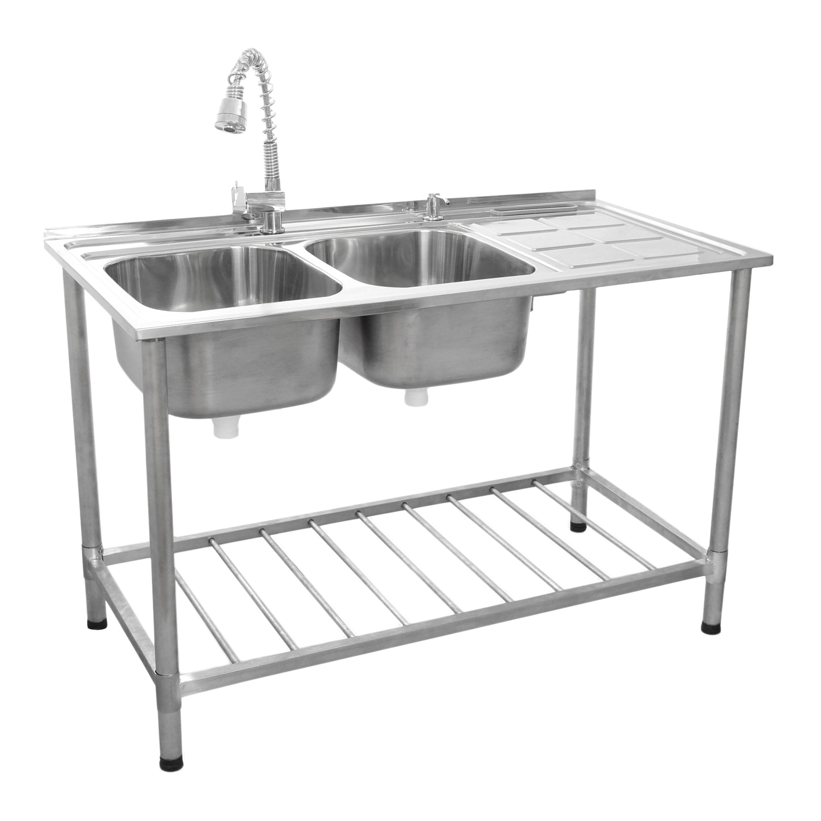KuKoo Commercial Catering Sink – Double Bowl with Right-Hand Drainer